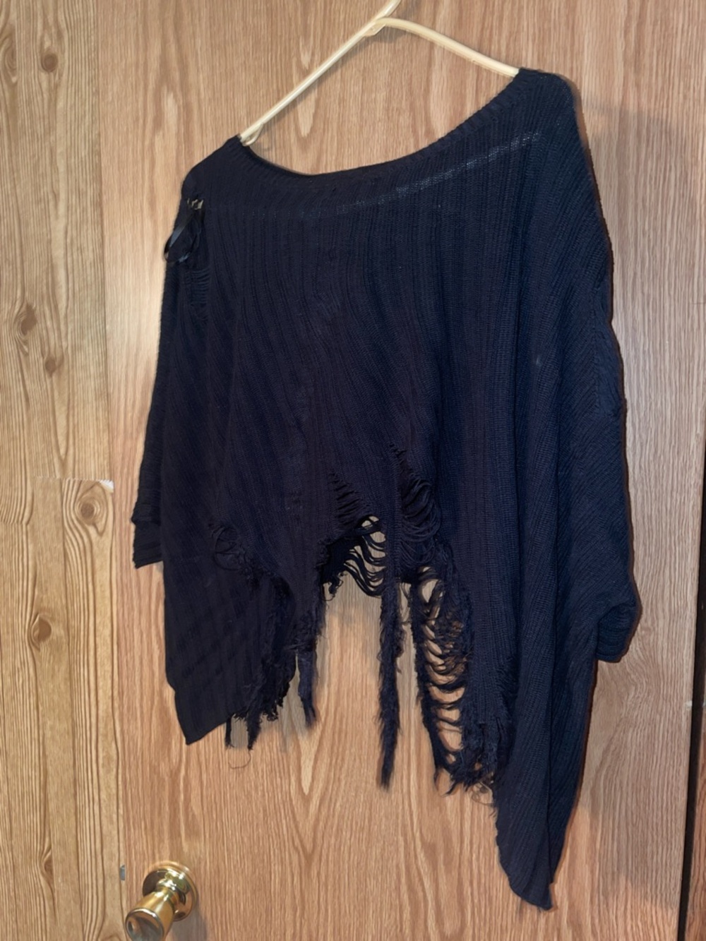 Black Distressed Knit Top